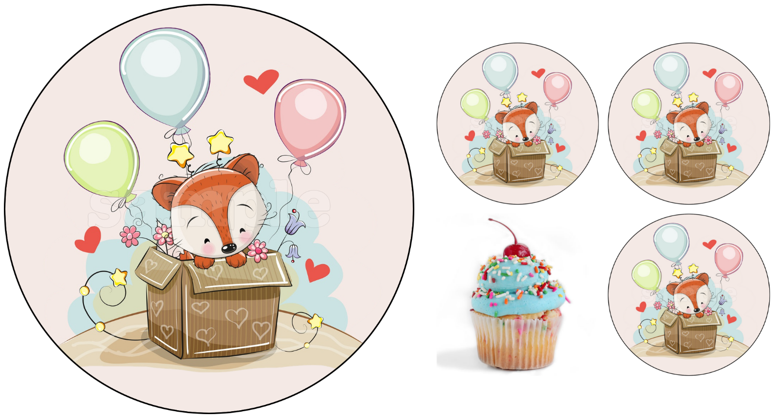 Renard Animal Ballon Deco Gateau Disque Azyme Comestible Anniversaire Fete cm Eur 4 50 Picclick Fr