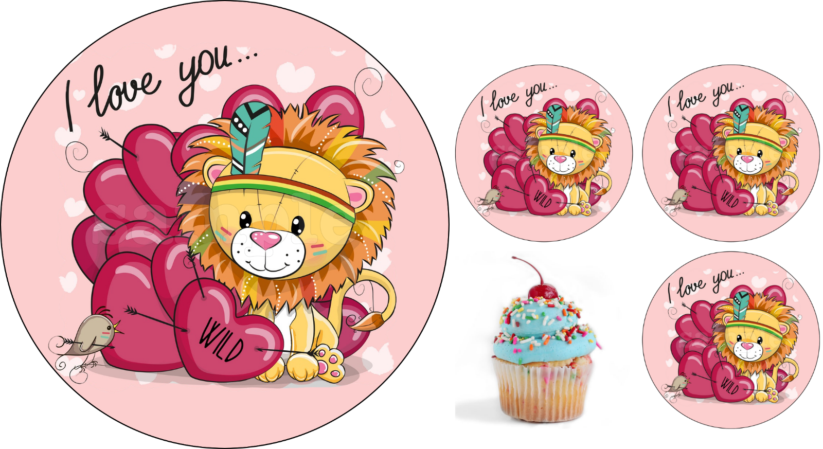 Lion Mignon Animal Deco Gateau Disque Azyme Comestible Anniversaire Fete cm Home Garden Hospitalitybiocleaners Greeting Cards Party Supply