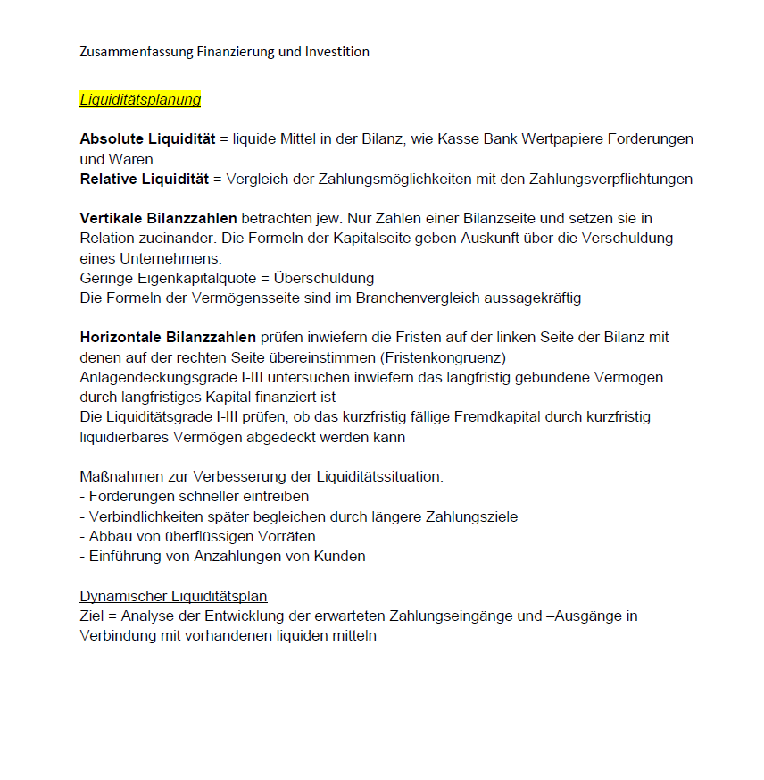 Wirtschaftsfachwirt Finanzierung Investition Zusammenfassung Eur 4 00 Picclick De