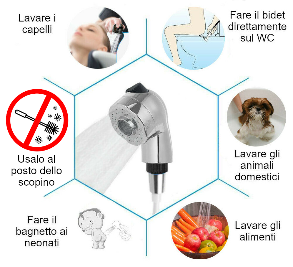 Doccetta Per Lavandino Bagno.Doccetta Per Lavandino O Bidet Doccia A Mano Lavatesta Miscelatore Bagno Cucina Eur 24 90 Picclick It