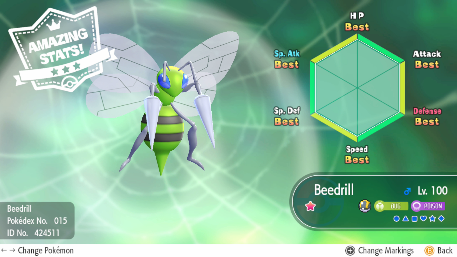 Pokemon Lets Go Shiny Beedrill Max 6iv Av Fast Delivery