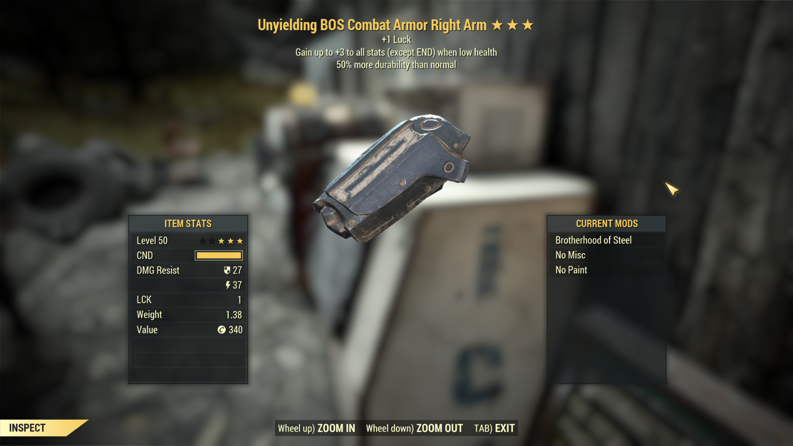 Fallout 76 Pc Only Unyielding Bos Combat Armor Full Set 30 00 Picclick Uk