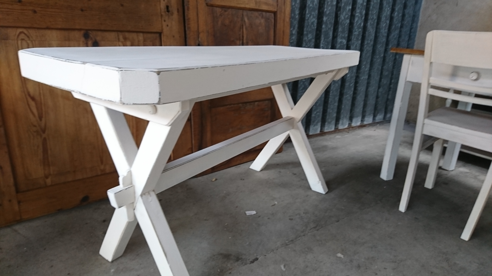Alter Tisch Holztisch Shabby Chic Massiv Gartentisch Antik 6cm Holzplatte Eur 169 00 Picclick De