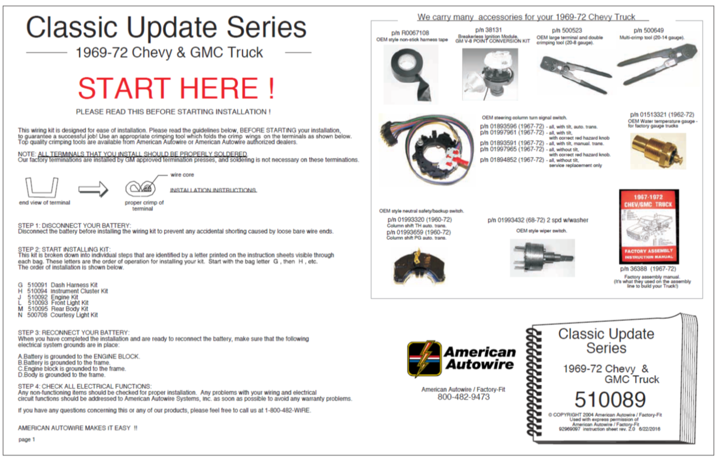 69 70 71 72 Chevy/GMC C10 Truck Complete Wiring Kit - American Autowire
