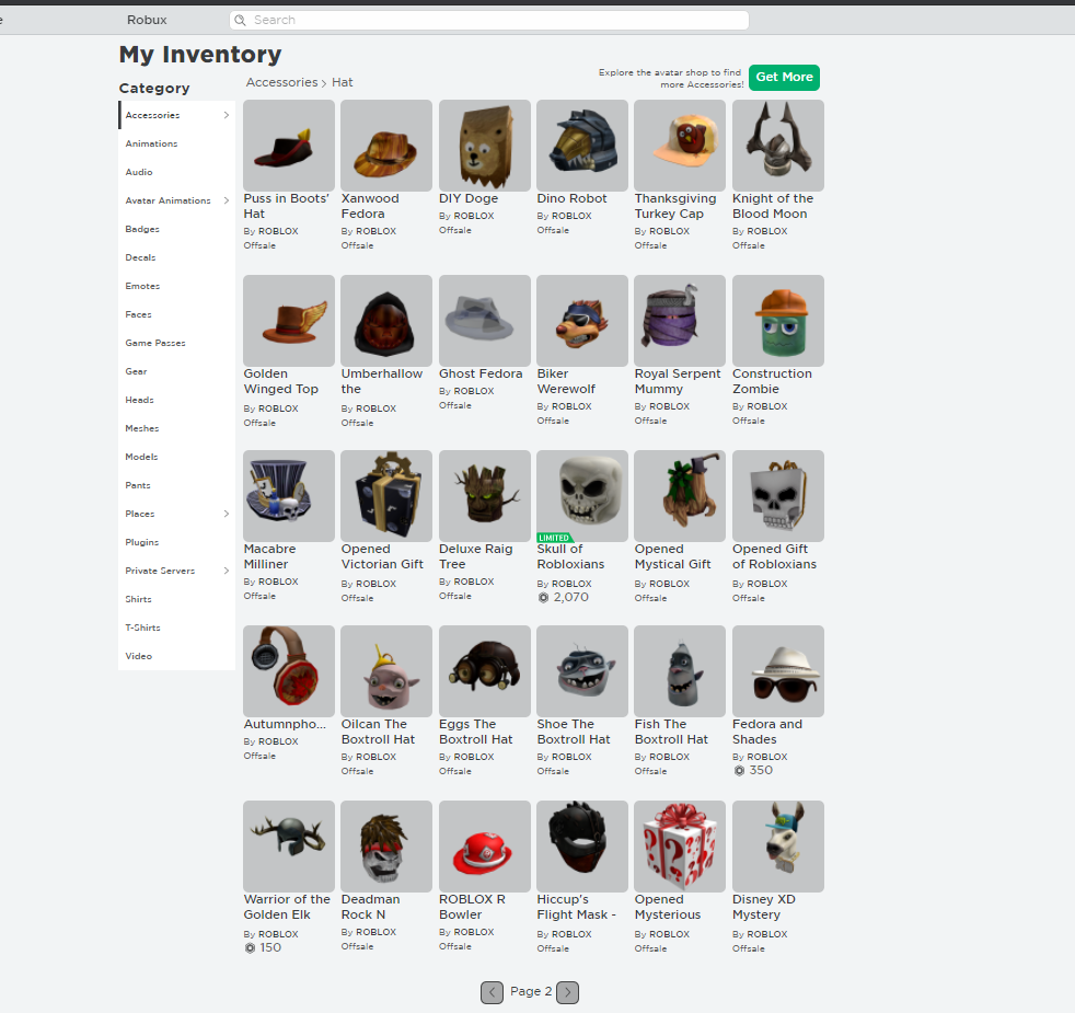 roblox limited items catalog