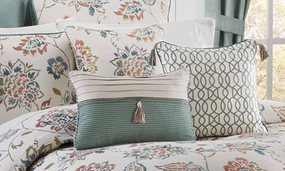 Croscill Beckett King Comforter Set Pillows Drapes 10 Pcs Set Teal