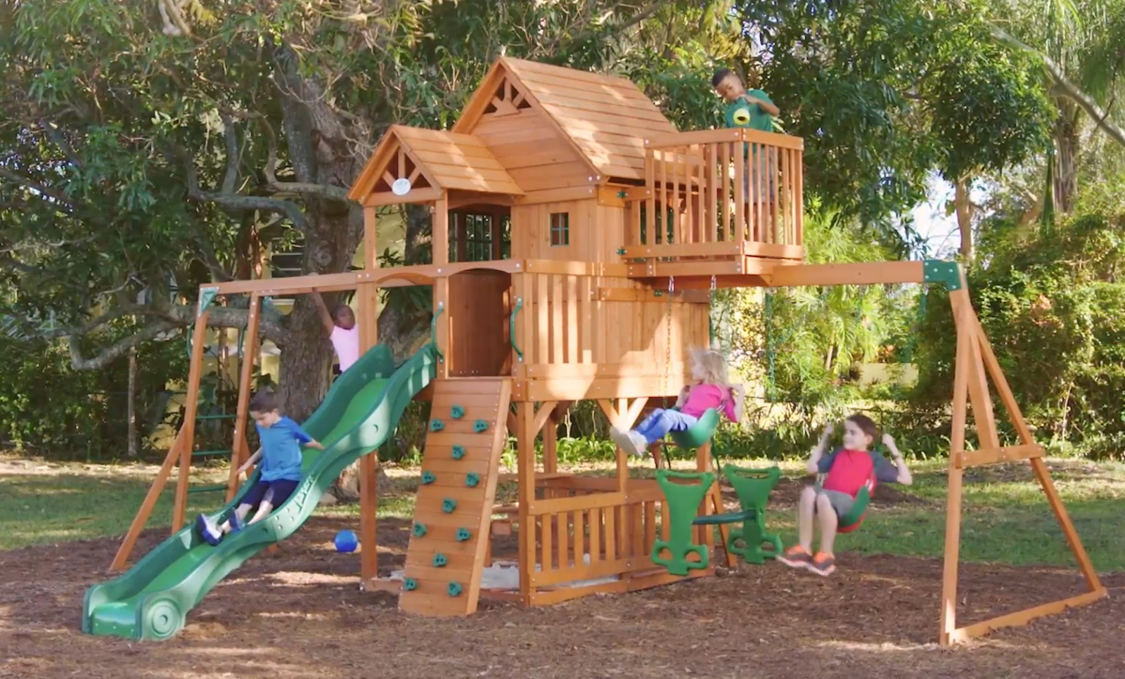 Kids Garden Playhouse Outdoor Children Slide Large Swing Set