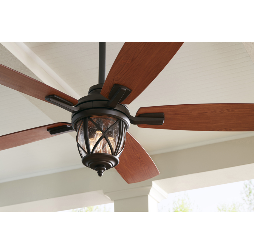 Damp Outdoor Indoor 52 Lantern Ceiling Fan Remote Bronze