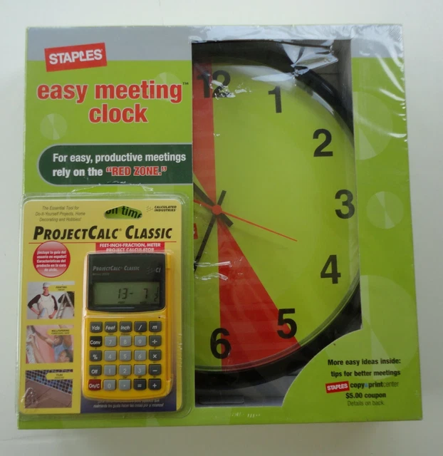 2 Sealed New Project Calculator Model 8503 & Staples Quartz Meeting Wall Clock