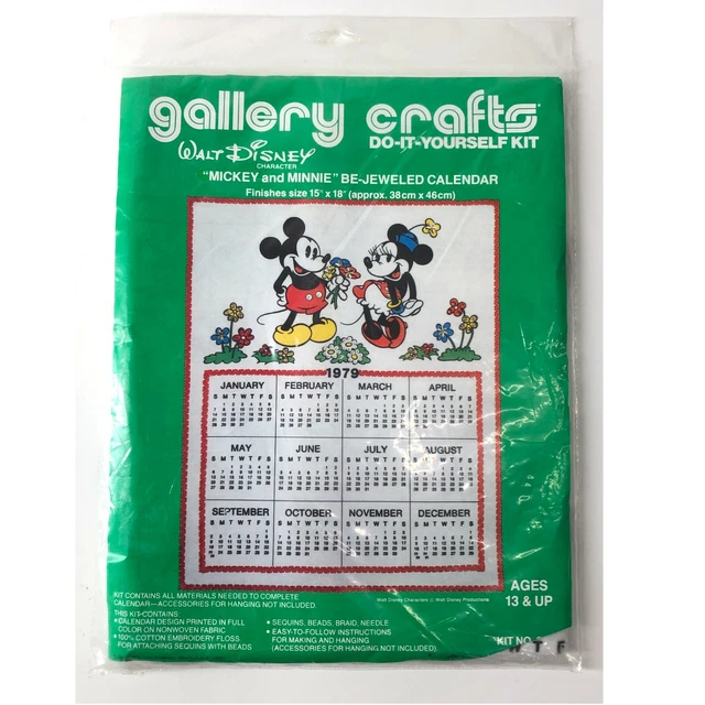 VINTAGE DISNEY CALENDAR 1979 Walt Mickey Minnie Mouse Fabric Craft DIY