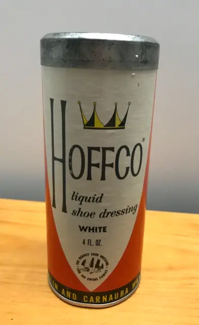 Vintage Hoffco Liquid Shoe Dressing White Polish Kit Heavy Cardboard Tube