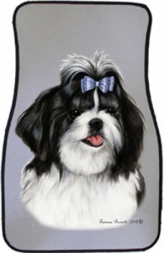 Black and White Shih Tzu Car Floor Mats Pair (TB) 36011