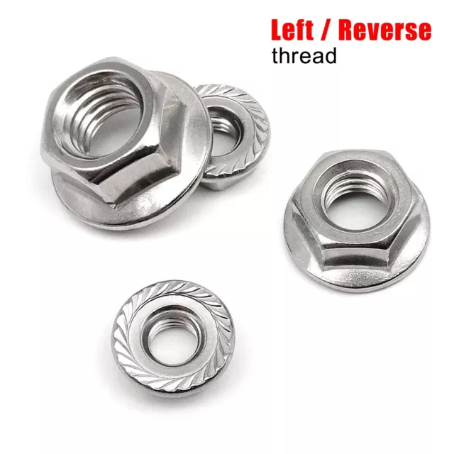 Reverse Left Hand Thread M4-M12 304 Stainless Steel Hex Serrated Lock Flange Nut