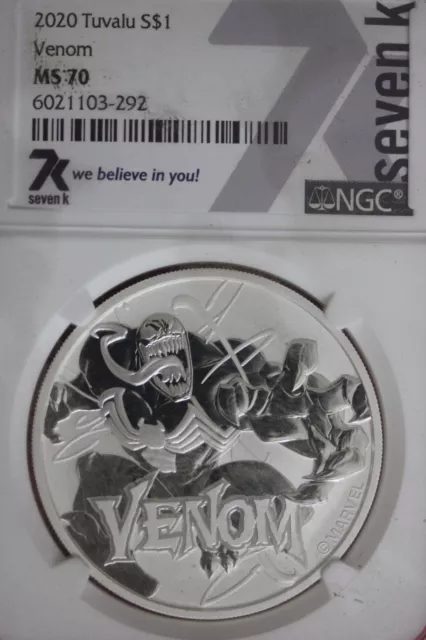 2020 MS 70 Tuvalu Marvel Venom $1 Silver NGC Graded Certified Slab OCE 1170