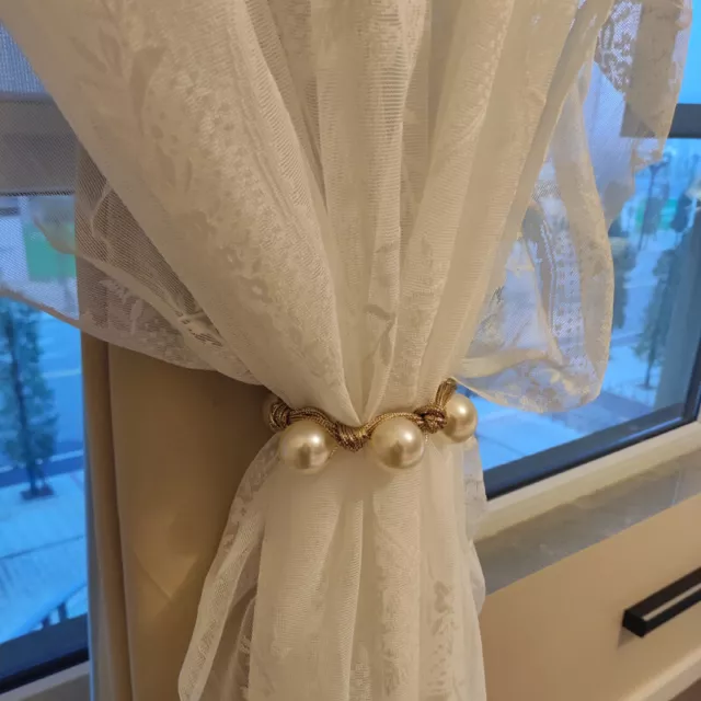 1 Pair Curtain Tieback Artificial Pearl Bead Decor Modern Curtain Rope Home Chic
