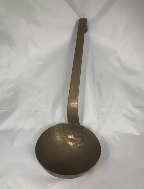 Antique 19Th C Hand Forged Iron Brass Bowl Ladle Copper