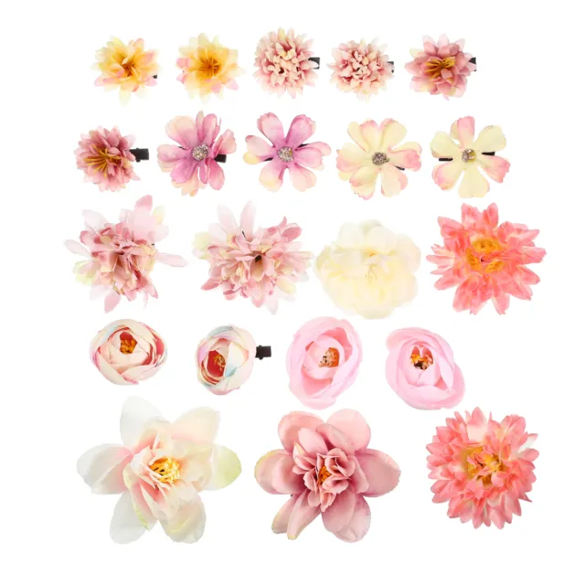 21 Piezas, Clips de Pelo de Flores, Pasadores de Flores para Mujeres, Rosa