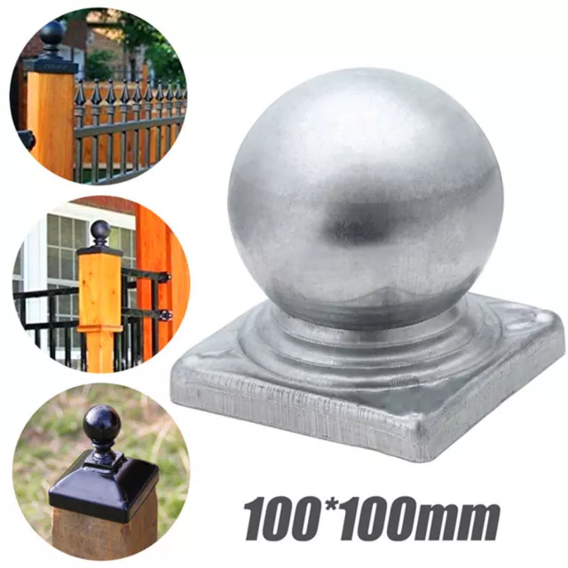 10pcs Steel Round Ball Top Square Post Cap Fence Finial Tube Cover For 4'' Posts