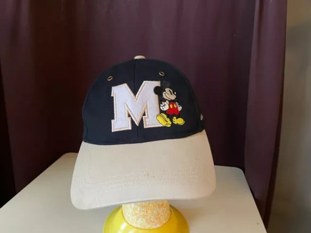 Vintage Mickey Mouse M Walt Disney World Parks Hat Cap Strapback Blue