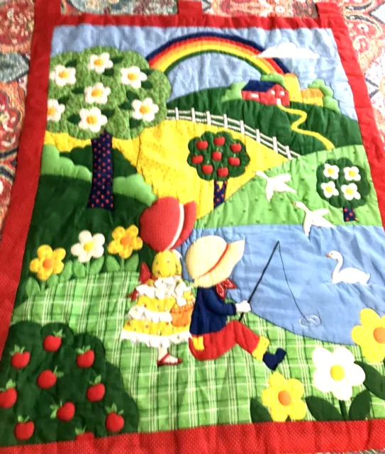 Quilted Wall Hanging Farm Countryside Baby Kids Room Decor Nursery Handmade Red