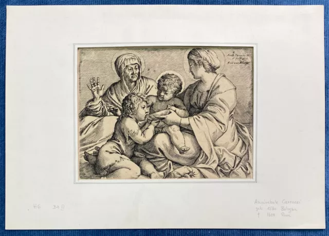 Wheel. Annibale Carracci (1560-1609) Bartsch 9 III, collection stamp, boxes.