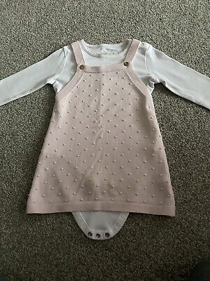 Girls Fred & Flo Baby Pink Dress with white Long sleeved Sleep Suit 18-24 Months