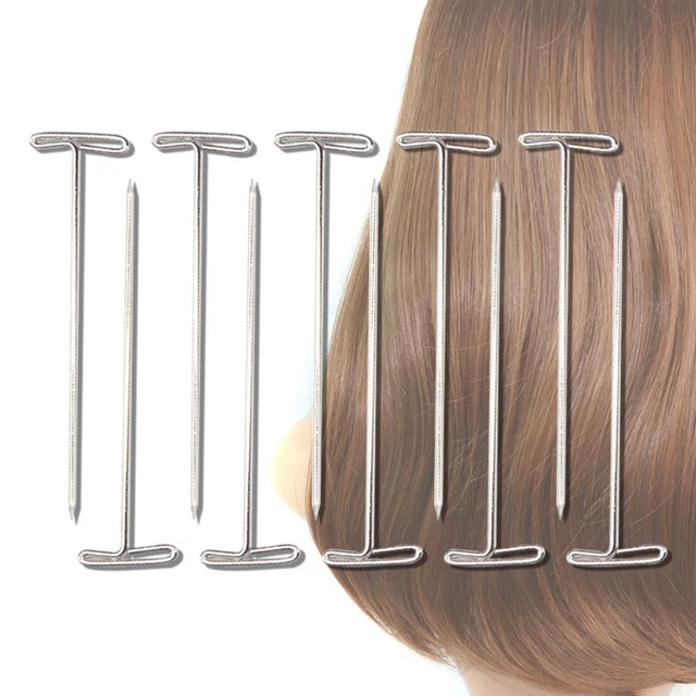 100 piezas peluca de metal de acero inoxidable con pin en T de modelado