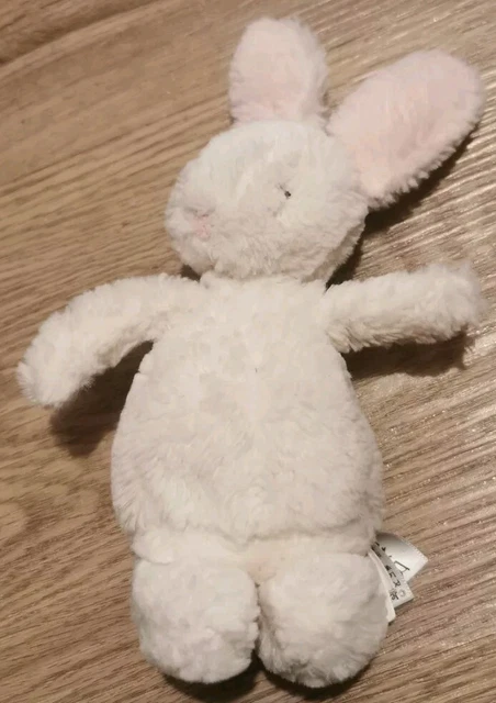 JELLYCAT BOBTAIL BUNNY Rattle Soft Plush Cream&Pink Inches