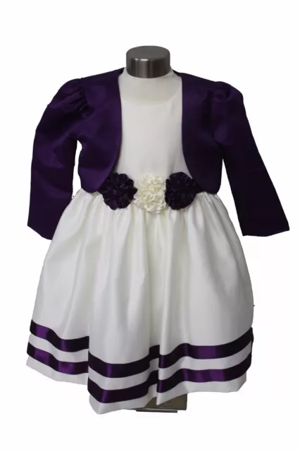 Visara Flower Girls Cadbury Purple/Ivory Rosebud Dress with Bolero Jacket 0-24M