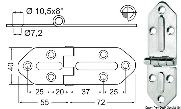 Charnière Inox Chromelux Marque Osculati 38.444.00