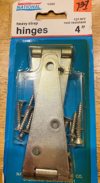 National Hardware N127-977 (V282) 4" Heavy Strap Hinges - NOS