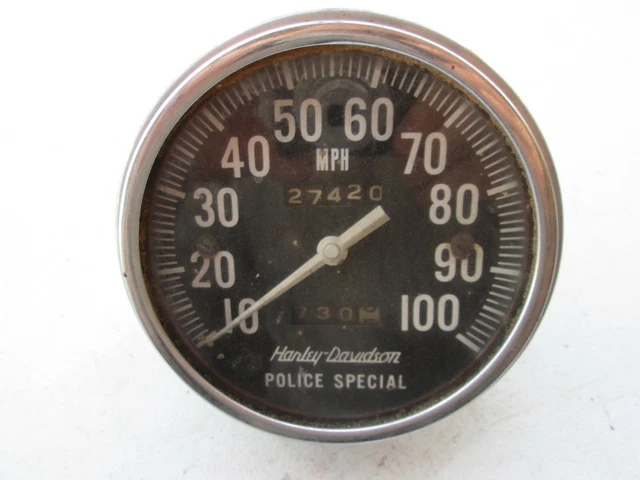 thumbnail image 2 of Vintage Style Harley Davidson Panhead & Shovelhead Police Special Speedometer Face Plate – Gloss Finish 2 of 4