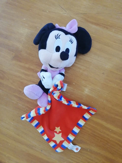 Doudou Peluche Disney Tommy Toys PTS Minnie Rose Mouchoir Rouge Étoile Jaune