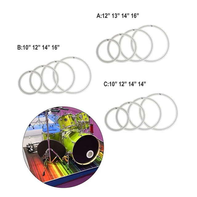10"" 12"" 14"" 16"" Drum Sound Control Rings Muffler 4-Pac