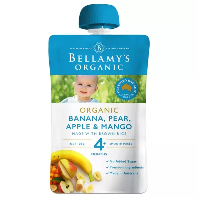 Bellamy's Organic Banana, Pear, Apple & Mango Smooth Puree 120g Bellamys