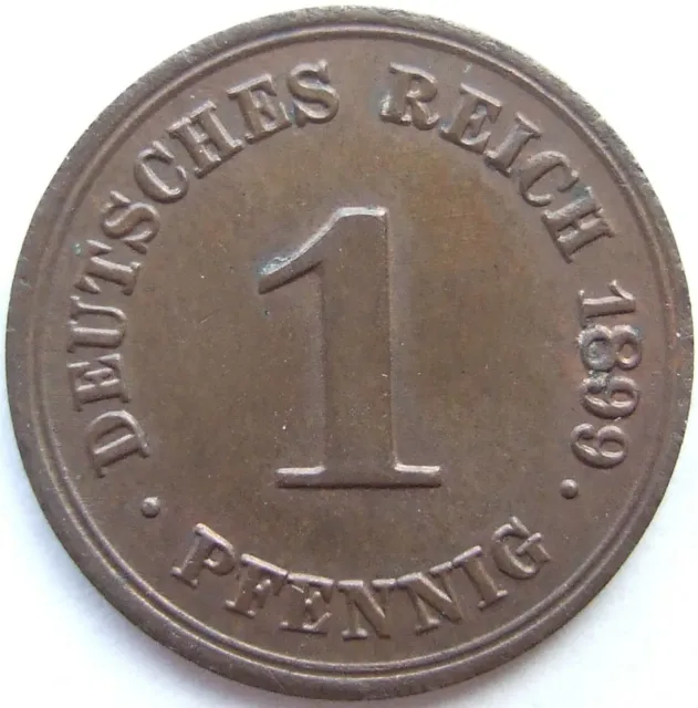 Moneta Reich Tedesco Impero Tedesco 1 Pfennig 1899 G IN Uncirculated