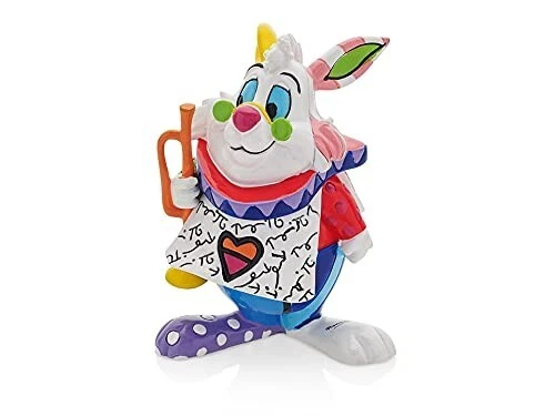 WHITE RABBIT*DISNEY ROMERO Britto*NIB*Alice In Wonderland*Clock*BUNNY ...