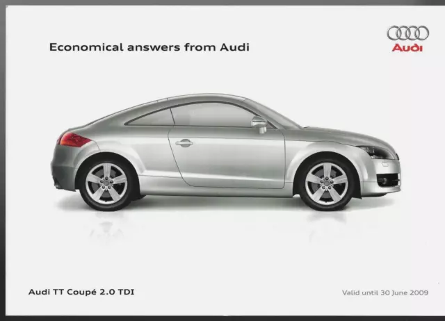 Audi TT Coupe 2.0 TDi Quattro Finance Offer Mid 2009 UK Single Sheet Brochure