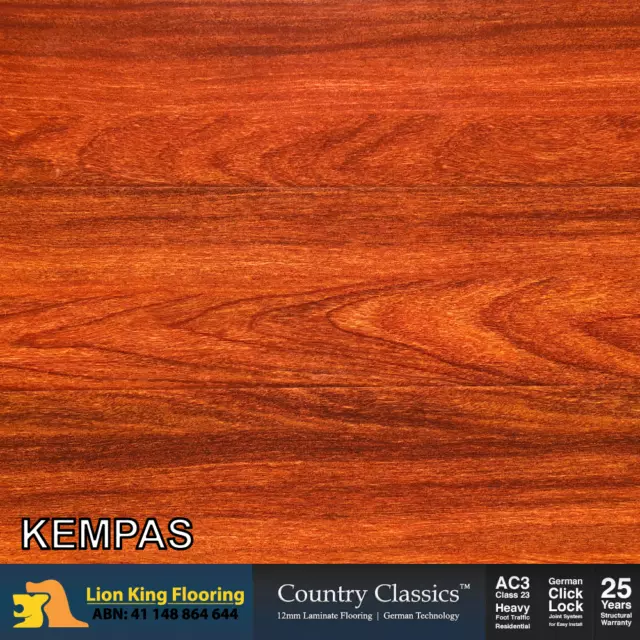 12mm Laminate Flooring/ Timber looking Floating Floor planks: Colour- Kempas