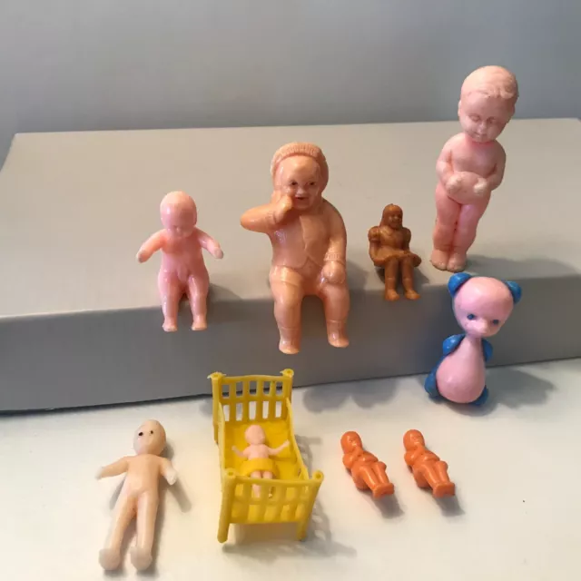 Vintage Mini Baby Dolls Lot of 9 Hong Kong ~ 1-3” Tall