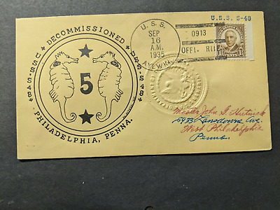 Submarine USS S-48 SS-159 Naval Cover 1935 HUTNICK DECOMMISSIONED Cachet