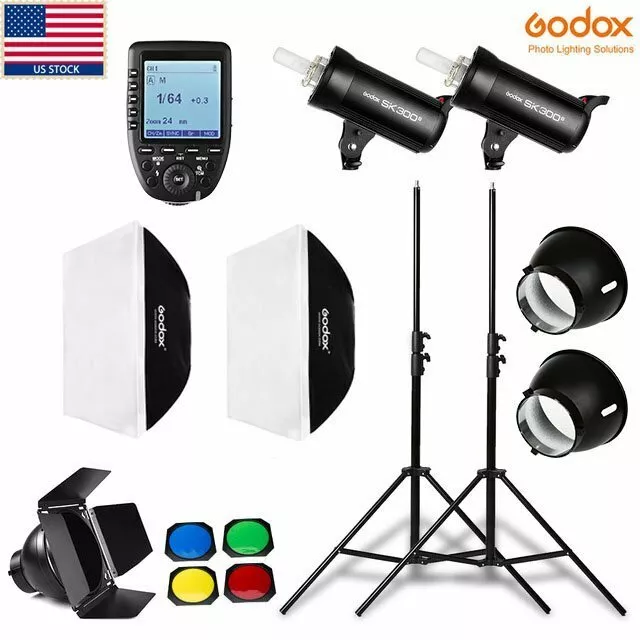 600W 2X Godox SK300II 300W 2.4G Studio Flash Strobe Light+Xpro Trigger F Wedding