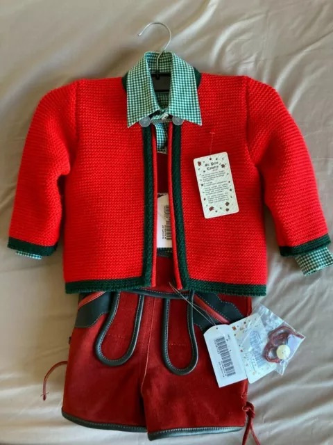 Traje Regional Aleman St. Peter Country Kids Cuero / Pantalon y chaqueta Rojo