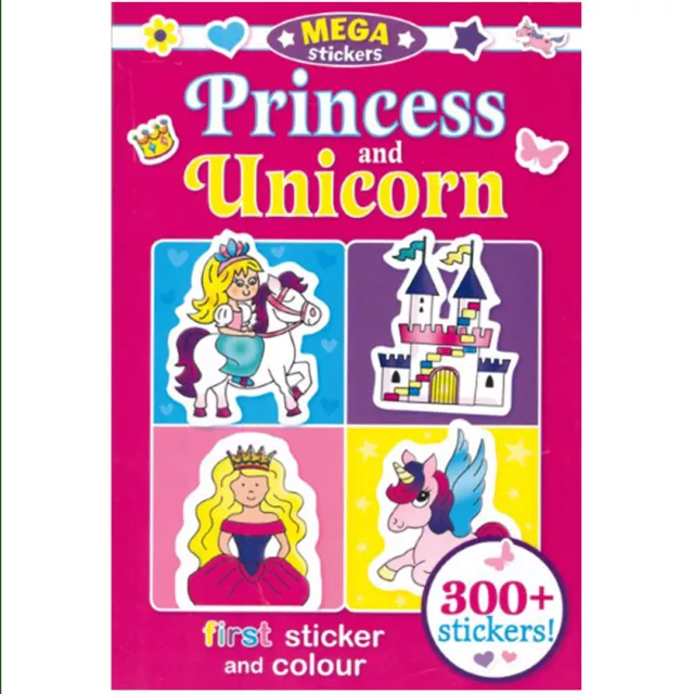 Mega Girls Unicorn Princess Childrens Colouring 300 Sticker Activity Book Learn