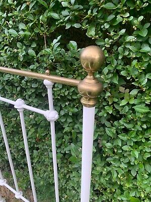 Pair of 2'6" wide single antique brass and iron beds 8