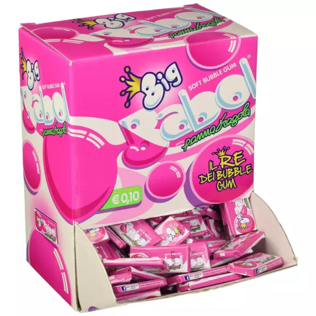 200 de Chicle Big Babol Caja Expositor Crema Fresa Chewing Gum Bubble