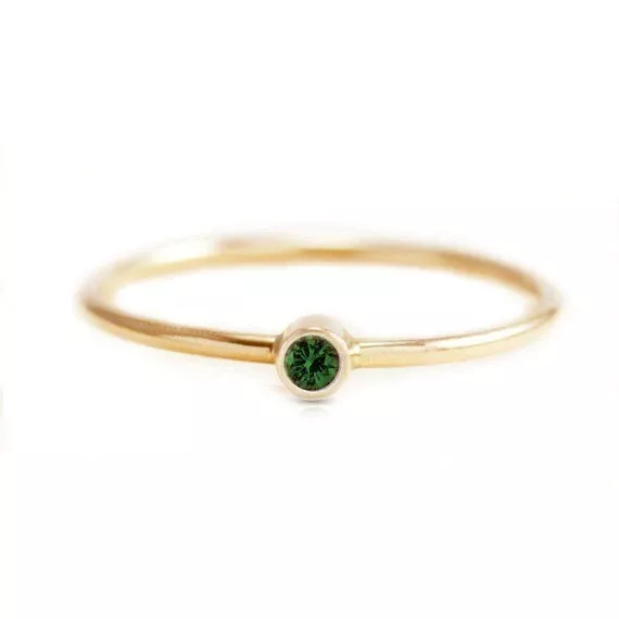 Verde Natural Turmalina Piedra Preciosa Hecho a Mano Anillo 925 Plata de Ley