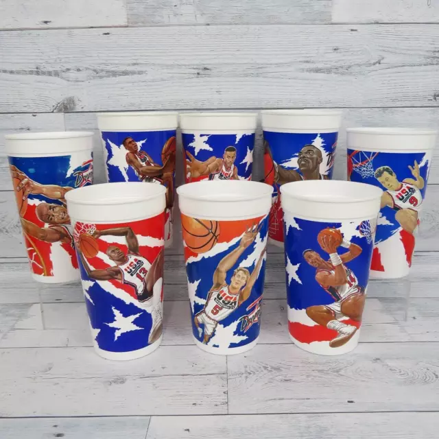 Lot of 8 Vintage 90's McDonalds 1994 Dream Team II Plastic Collectors Cups