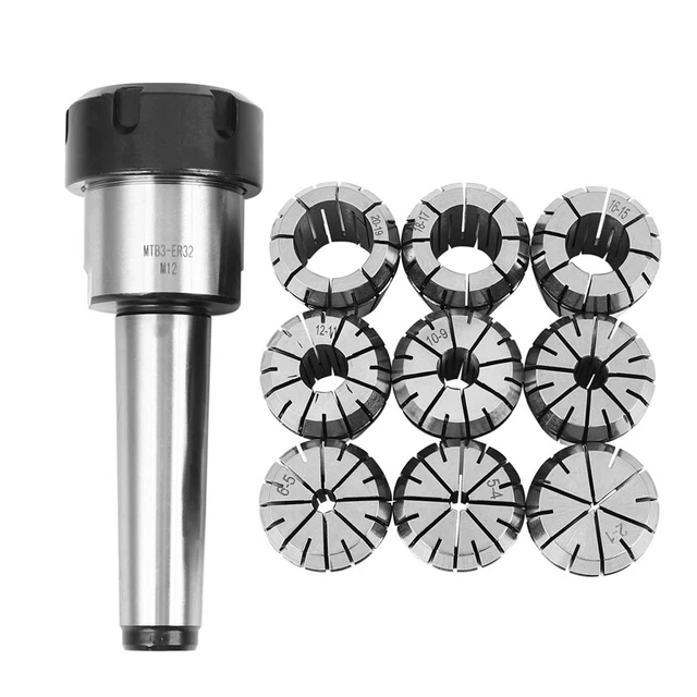10Pcs ER32 Spring Collets Set 2/4/6/8/10/12/16/18/20mm + MT3  ER32 Collet CS1