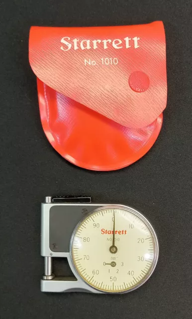 Starrett No 1010 Pocket Gage Dial Indicator With Red Case